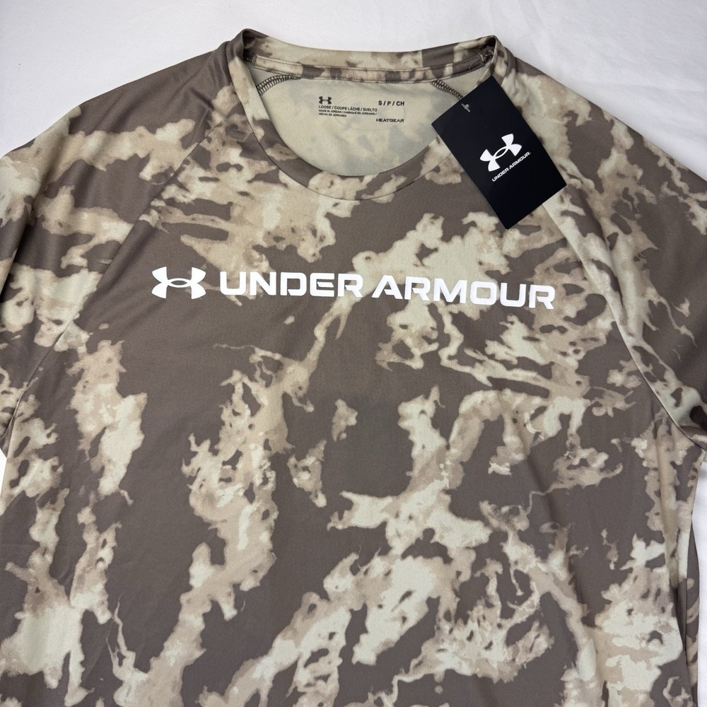 Under Armour Men's short Sleeve T-Shirt Khaki Base UA Tech ABC Camo Size Small